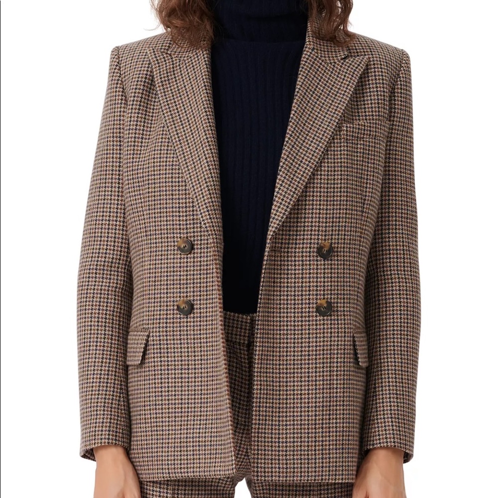 Maje Veling Houndstooth Wool Blend Blazer